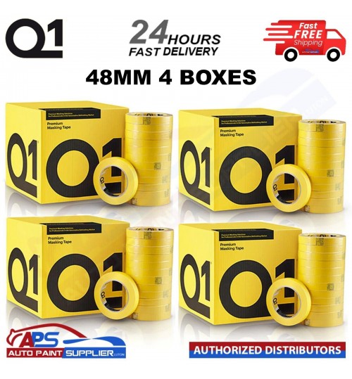 4 X BOXES Q1 PREMIUM MASKING TAPE 48mm x 50mm TOTAL 80 ROLLS - FAST DELIVERY